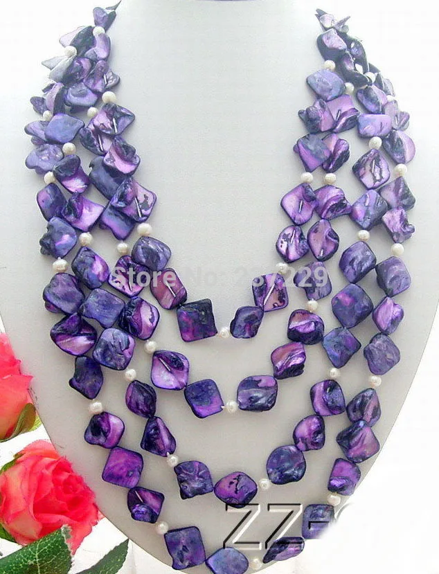 

Wholesale price FREE SHIPPING ^^ 100'' White Pearl&Purple Shell Necklace