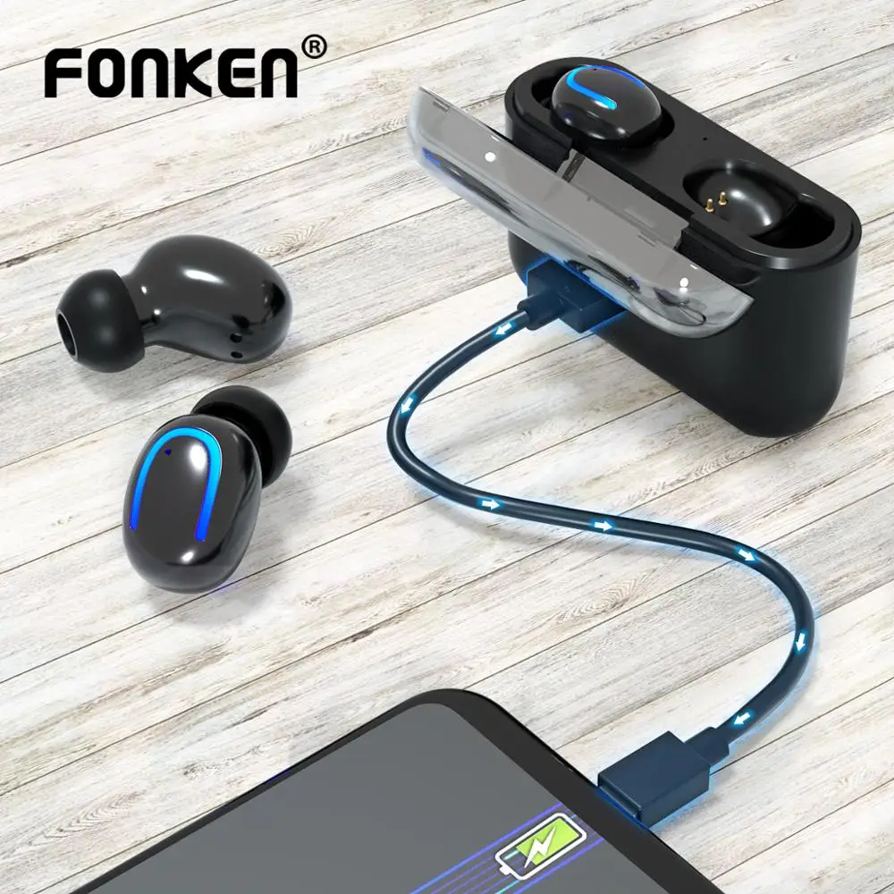 FONKEN TWS, беспроводные наушники, внешний аккумулятор, стерео, Bluetooth, наушники, гарнитура, наушники, зарядка для телефона