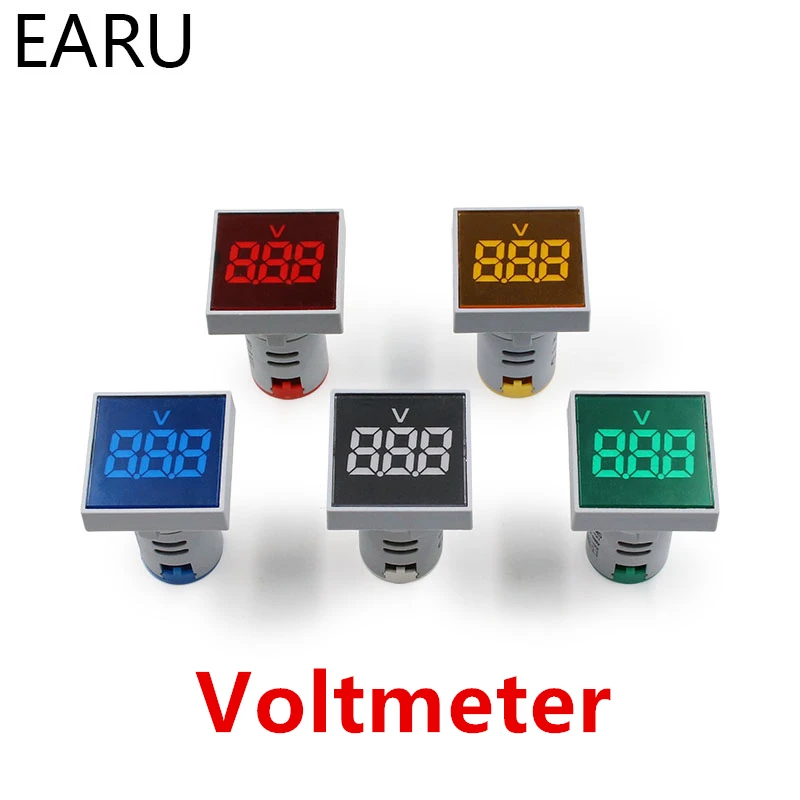 Цифровой 22 мм AC 12-500 В Вольт 0-100 А 20-75 Гц вольтметр амперметр ампер ток Герц Гц измеритель напряжения светодиодный индикатор лампа пилот светильник