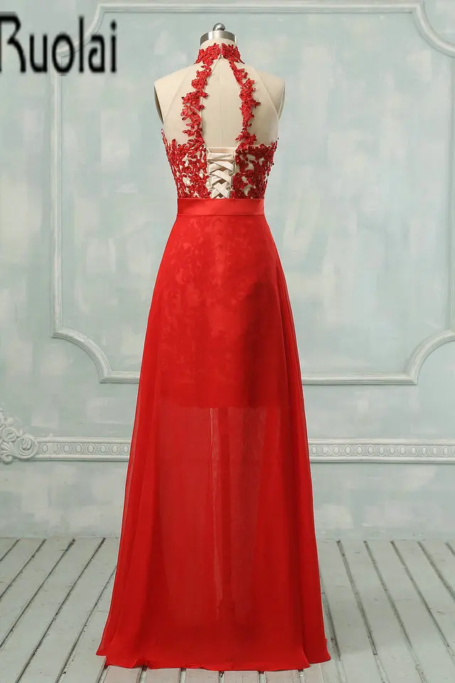 Elegant Evening Dresses Long 2018 High Neck Appliques Evening Gown With Removable Skirt Formal Party Dress Robe De Soiree