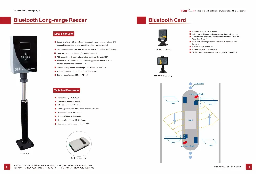 433MHZ LONG RANGE CARD READER FOR PARKING LOT ENTRY / EXIT SYSTEM