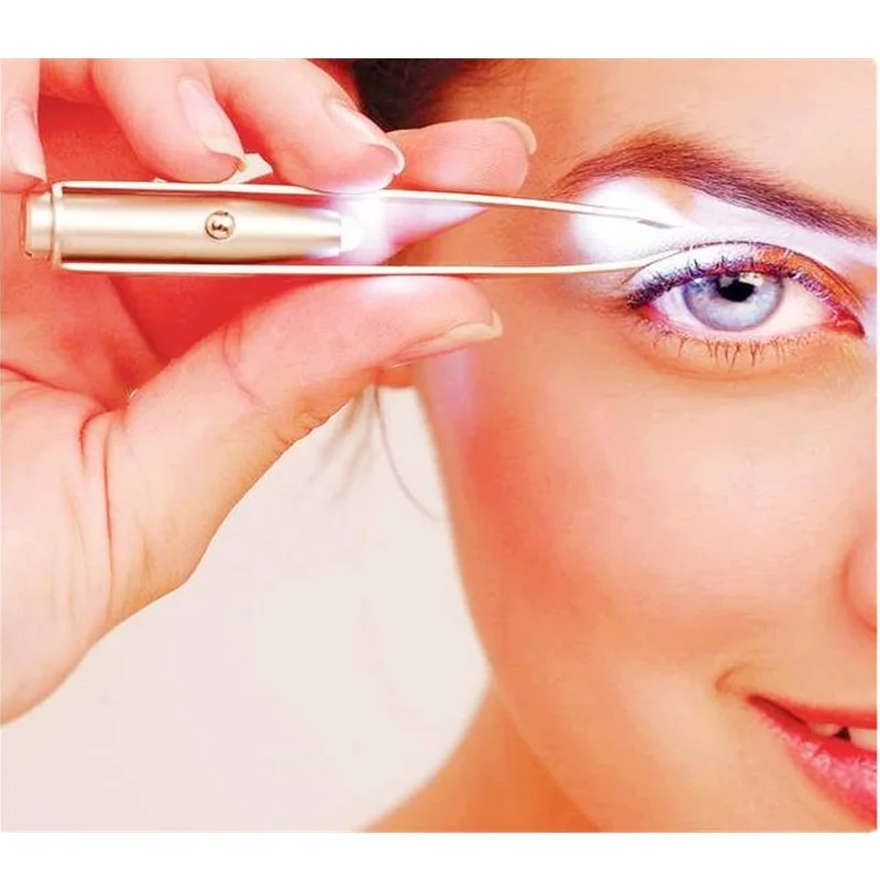 Stainless Steel Eyebrow Tweezer LED Lamp Tweezers,Eyelash Tweezers