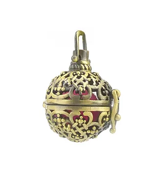 

33x23mm Antique Bronze tone Essential Oil Diffuser Hollow Filigree Round Chiming Ball Locket Cage Pendant Findings DIY Crafts