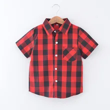 Летние Новинка; Одежда для мальчиков хлопок легкая одежда детская рубашка в клетку детская мягкая дышащая рубашка Дети с коротким рукавом повседневные рубашки