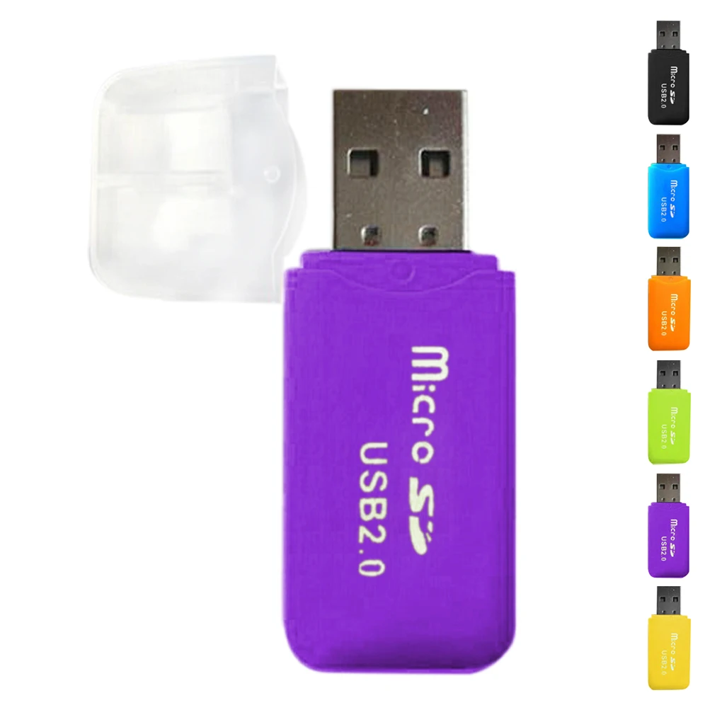 Красочный внешний card reader Mini USB 2,0 Картридер для TF для ПК MP3 MP4 плеер usb-концентратор, адаптер