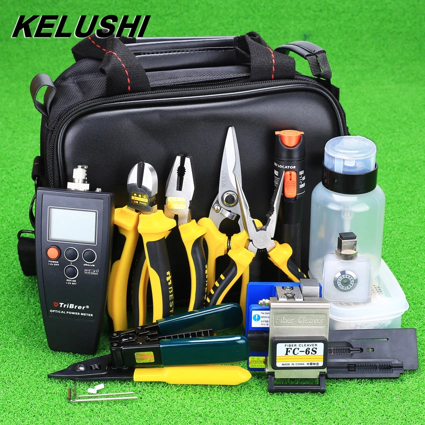 KELUSHI 27pcs FTTH Optical Fiber Termination Tool Kit with10mW Visual