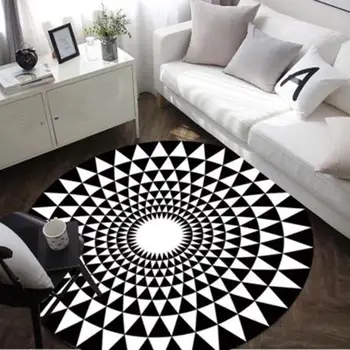 

Polyester Fiber Round Rug Floor Mat Anti-slip Mat Carpet For Bedroom Living Room Use Nordic Simple Mat Home Decoration