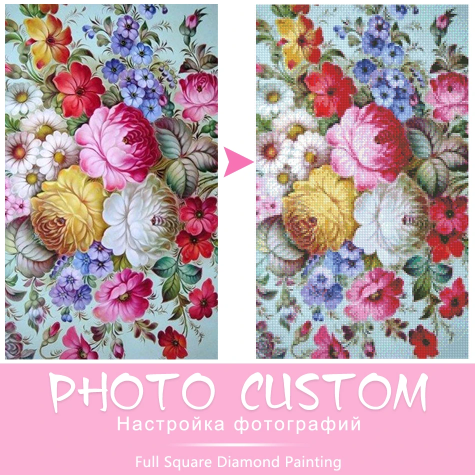 

SaShiKo 5D DIY Diamond Painting! Flowers Photo Private custom! Make Your Own Diamond Painting Full Drill Diamond Rhinestone