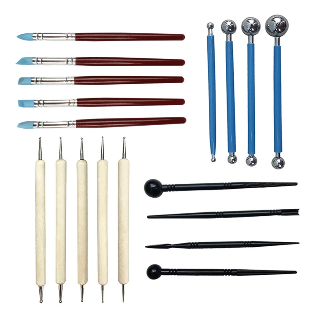 

18Pcs Set Ceramics Sculpting Wooden Arts Crafts Pottery Carving Clay Tools Modeling Graver