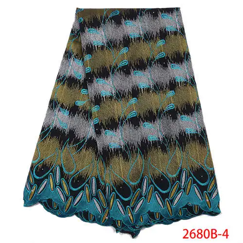

New Design Austrian Embroidery Voile Lace Fabric African Blue Swiss Voile Lace For Dress QF2680B-4