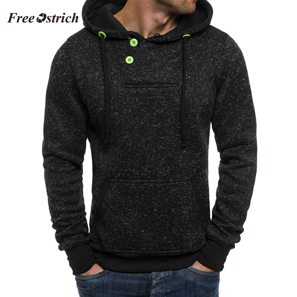 

Free Ostrich Hooded Sweatshirt For Men Long Sleeve Pullovers With Button Daily And Stylish Quality Materials Men's Tops
