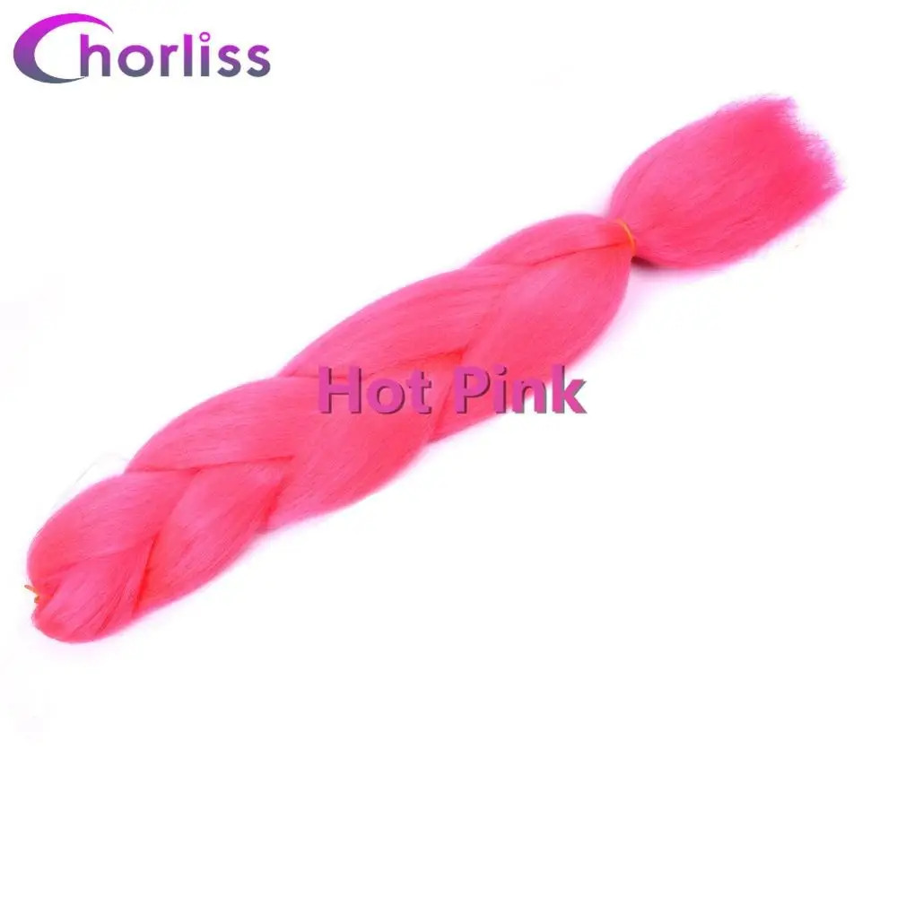 Chorliss, 24 дюйма, огромные косички, синтетические вязанные волосы для наращивания, Омбре, плетеные волосы, пряди, высокотемпературное волокно, розовый, фиолетовый - Цвет: #33