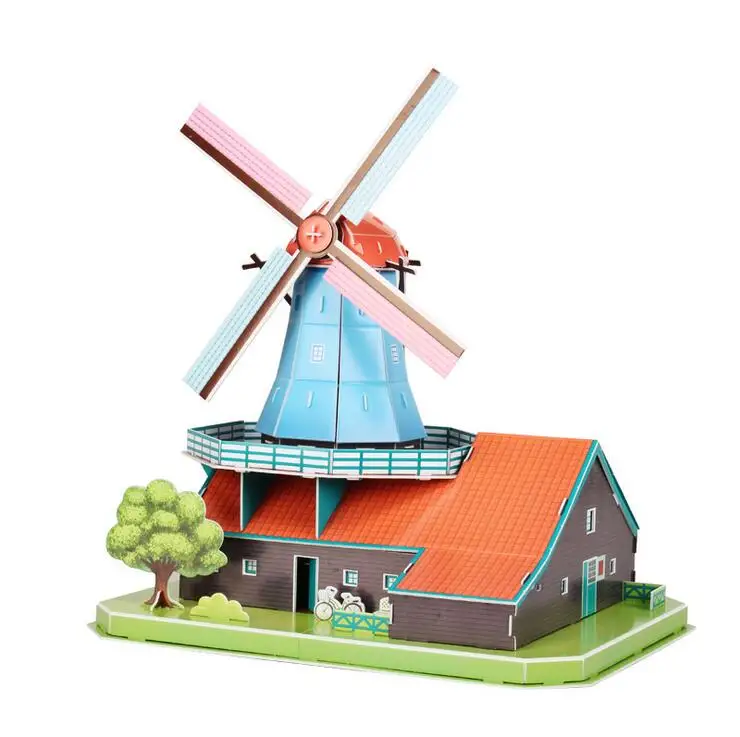 3D puzzle Toys 71PCS Dutch Holland Windmill Model MC219h Children's