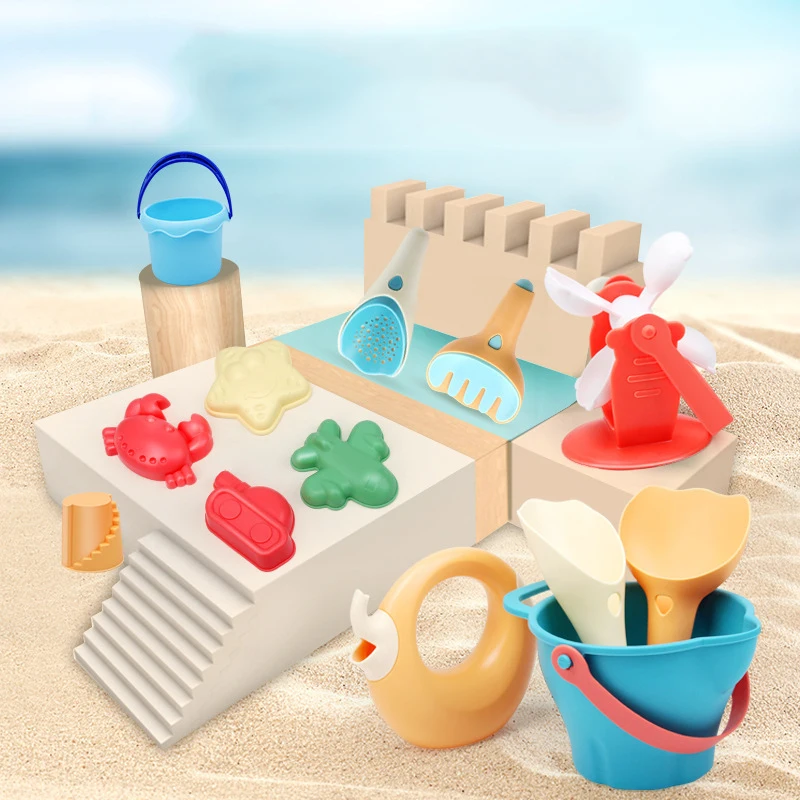 

Outing Color Baby Sand Beach Shower Bath Toy Set Beach Bucket Silicone Folding Hand-held Barrel Toy For Camping Fishing Bathroom