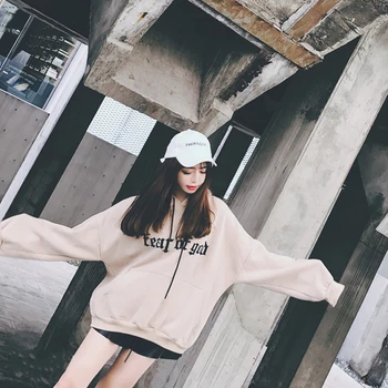 

Women Letter Print Pockets Long Sleeves Hoodies Sweatshirts Female New Cool Hoodie Sweatshirt Autumn And Winter Clothes Tops