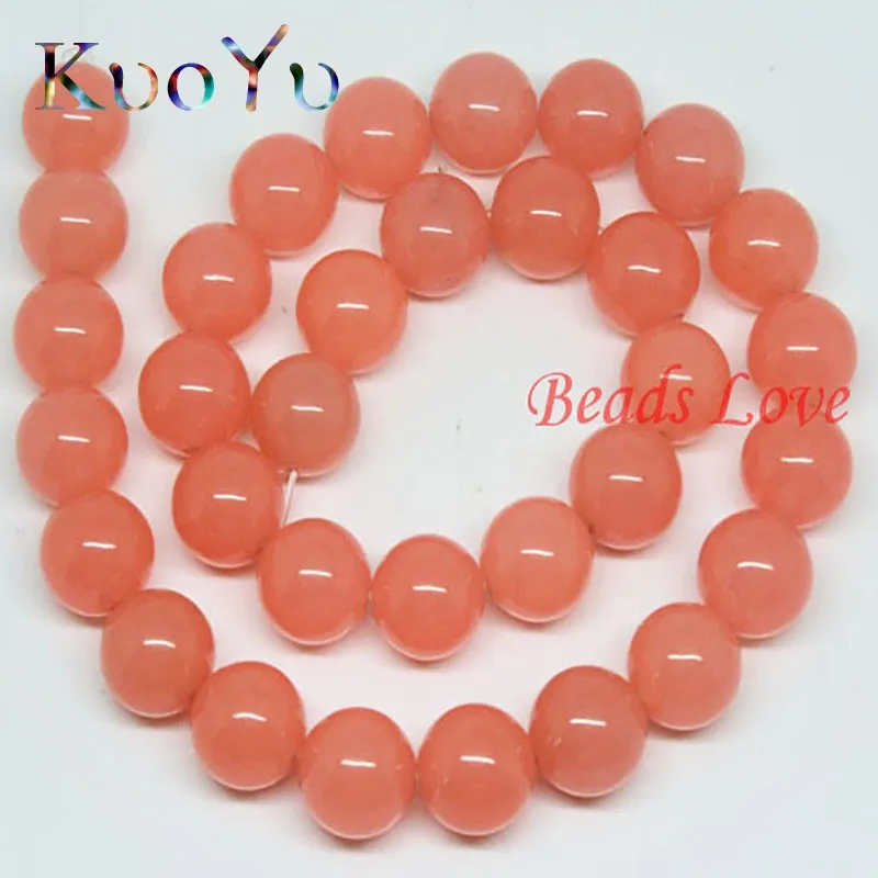 AAA+ Natural Stone Light Salmon Jades Round Loose Stone Beads For Jewelry Making 15\
