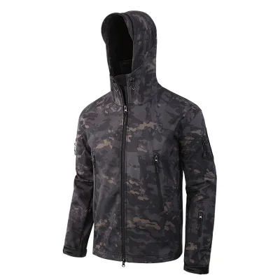 Одежда для охоты, для улицы, Акула, кожа Tad V4, тактическая Millitary softshell куртка, костюм для мужчин, водонепроницаемая, боевая, флисовая куртка для мужчин - Цвет: MCBK