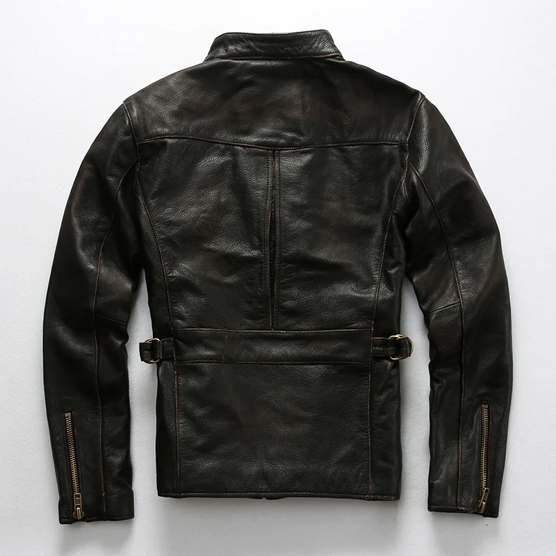 Мужские черные Куртки из натуральной кожи высокого качества демисезонная