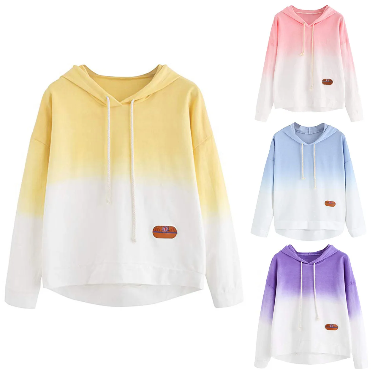 

Fashion Colorblock Alien Print Crop Hoodie Women Casual Autumn Hooded Long Sleeve Pullovers Ladies Spring Preppy Sweatshirt