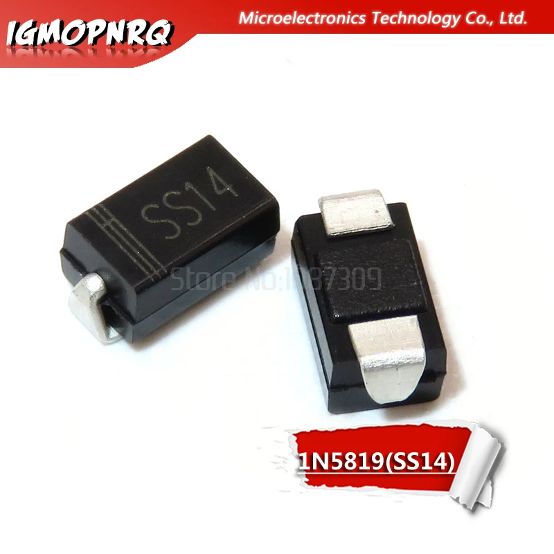Diodes SMD ss14, 100 pièces, sma 1N5819, IN5819, 1A, 40V, do 214ac ...