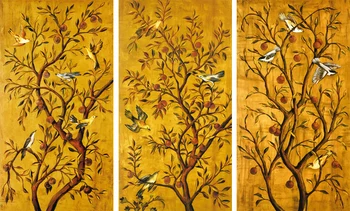

3 Panels Modern Paintings Happiness Tree Combination Hanging Wall Pictures Frameless Canvas Paintings