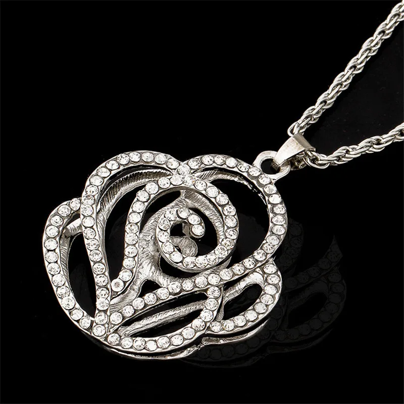 Crystal Pendant Rose Necklace Flower JN5535in Pendant Necklaces from