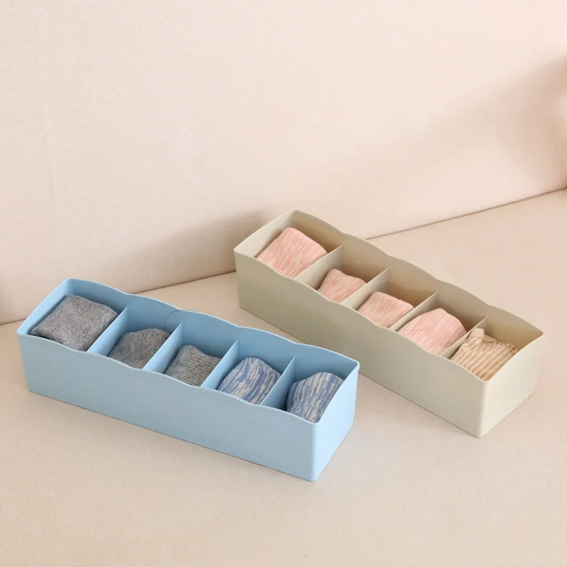 Plastic Drawer Organizers Multipurpose 5 cells Socks storage box Living room,Bathroom Storage Boxes Drawer separation sort out