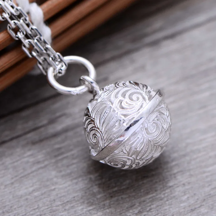 925 Sterling Silver Retro Palace Bell Necklace Pendant Men & Women Thai Silver Fine Jewelry Gift