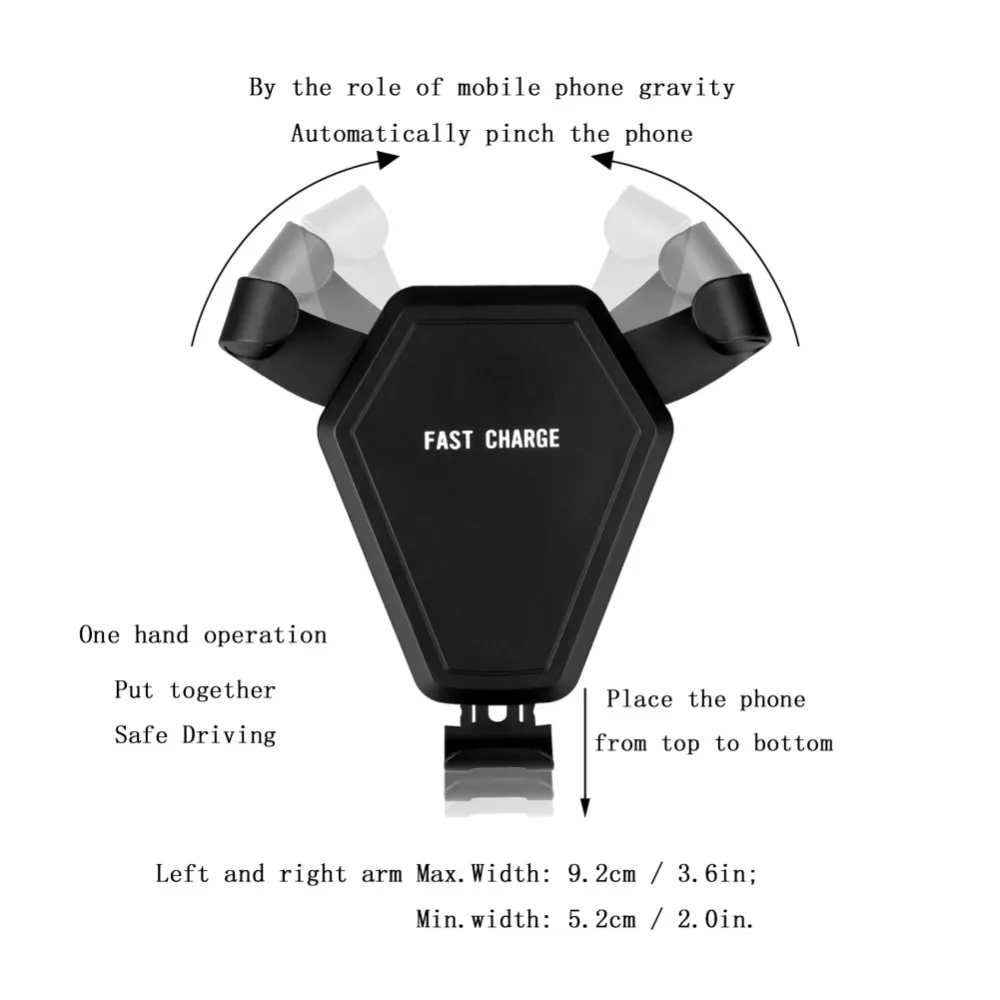 Автомобильное крепление Qi Беспроводное быстрое зарядное устройство для iPhone X 8 Plus Быстрая зарядка подставка автомобильный держатель с