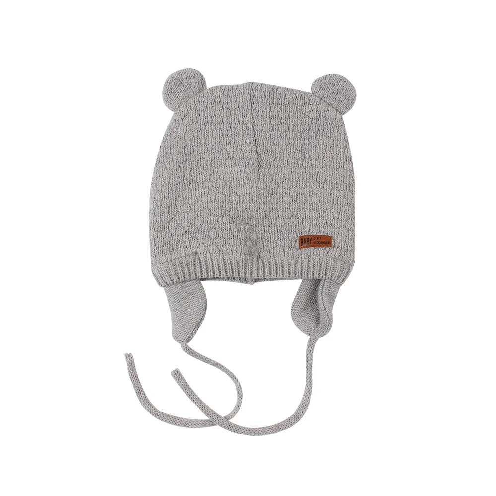 Soft Warm Baby Hat Knit Cute Bear Hat For Boys Infant Toddler Earflap Beanie Spring Autumn Cotton Baby Girl Hat Baby Accessories (15)