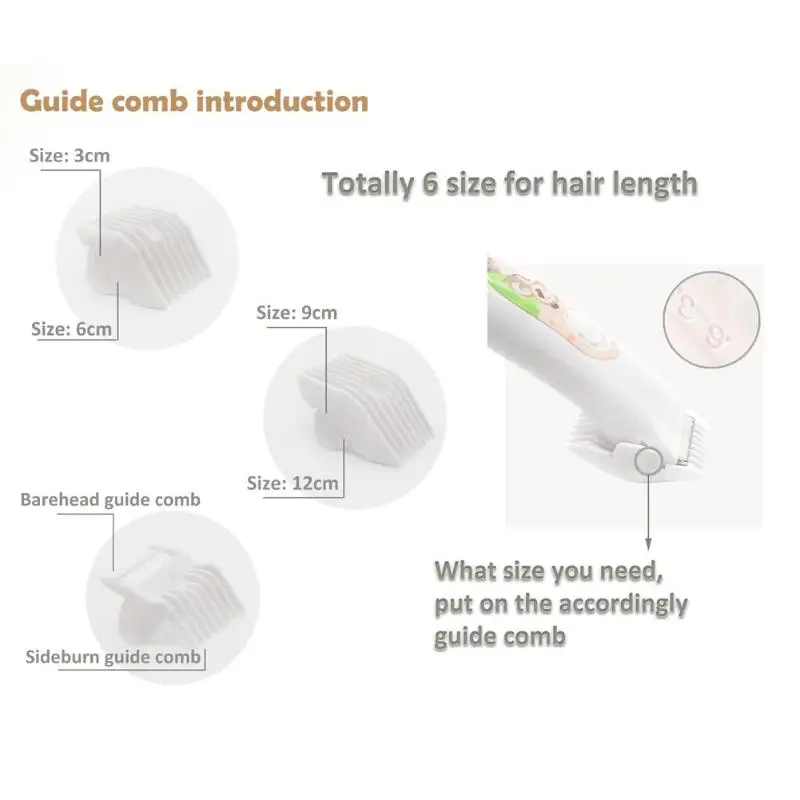 Профессиональный USB Перезаряжаемые Водонепроницаемый Детские Электрический волос Машинка для стрижки волос триммер для ухода за волосами наборы для детские, для малышей домашнего использования
