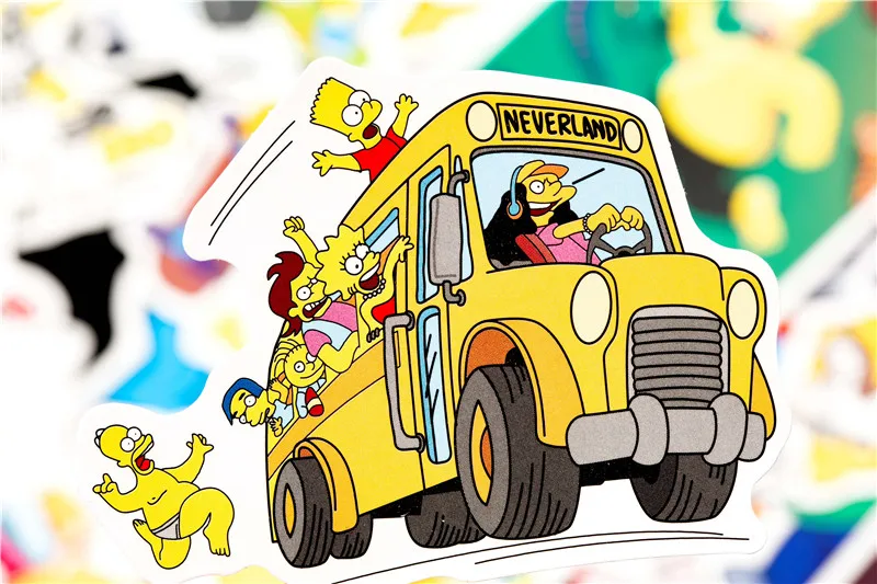 50pcsLot Funny Anime Cartoon Simpsons Graffiti Stickers For Moto Car & Suitcase Cool Laptop Stickers Skateboard Kids Stickers (7)