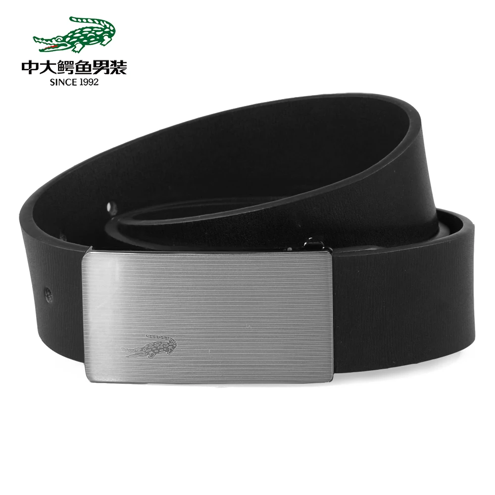 LEATHER BELT WITH CROCODILE ON BUCKLE PLATE