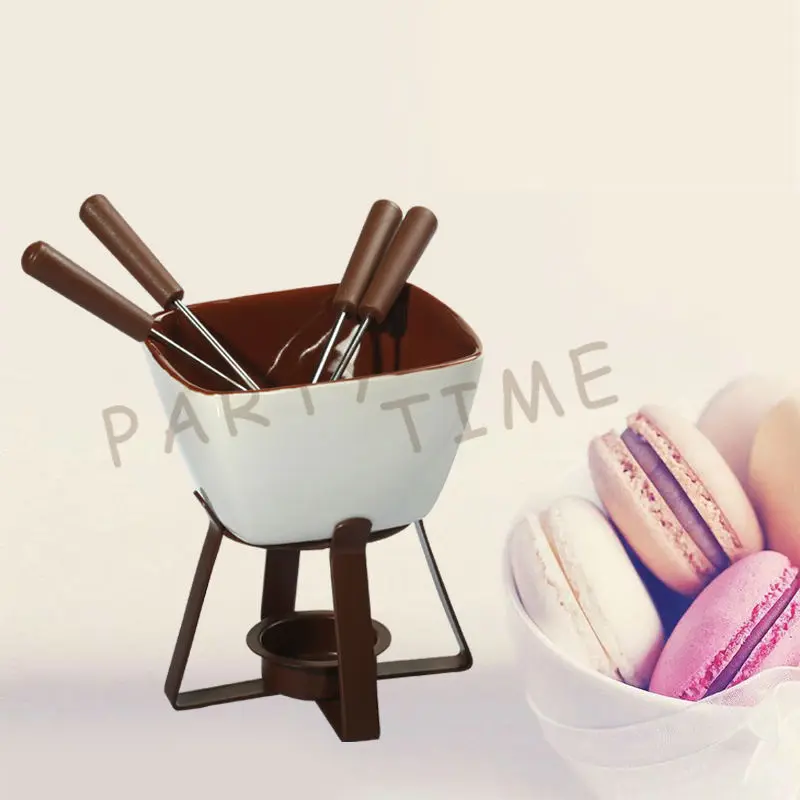 

Ceramic hot chocolate pot, chocolate color cheese fondue pot