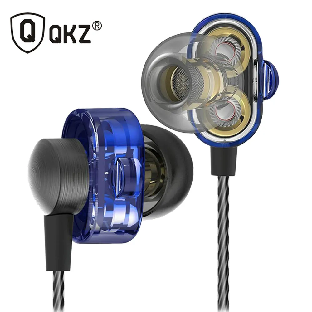 QKZ DM8 Earphones Mini Dual Driver Original Hybrid Dual Dynamic Driver Fone De Ouvido Auriculares In