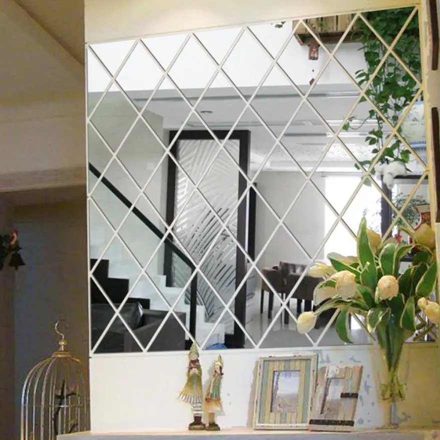 Современная мода DIY 3D наклейка s Зеркальная Наклейка домашняя отделка гостиной сплав акриловое зеркало роскошь - Цвет: Серебристый