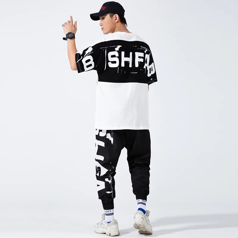 

Summer t-shirt men's short-sleeved suit men's trend hip-hop European and American couples street fashion two-piece casual suit