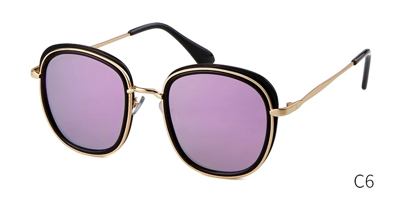 STORY Ретро Круглые Солнцезащитные очки женские брендовые винтажные золотые металлические оправы Солнцезащитные очки «кошачий глаз» черные оттенки высокое качество очки - Цвет линз: C6