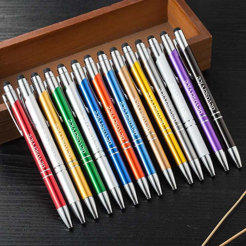 30pcs Metal Aluminum Rod Capacitance Handwriting Touch Dual-use Ballpoint Pen School Office Signature Pen Gift Laser Custom LOGO