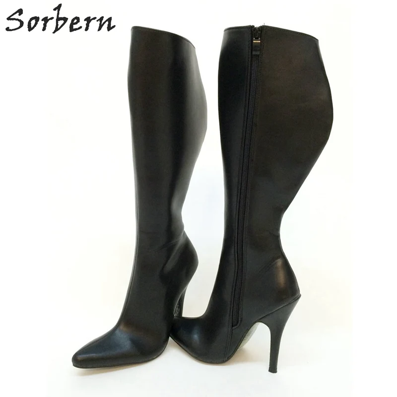 Soerben/женские ботфорты выше колена, черные, zapatos Mujer, сапоги из искусственной кожи на высоком каблуке, пикантные, bottine femme, женская зимняя обувь