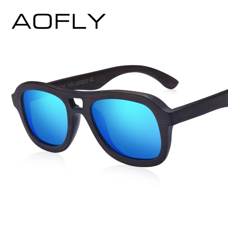 

AOFLY BRAND DESIGN Polarized Wooden Sunglasses Men Women Handmade Bamboo Frame Fashion Style Mirror Eyewear AF611