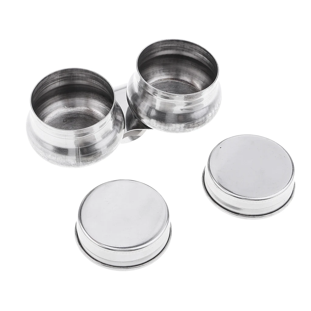 Portable Stainless Steel Double Hole Dipper Container Cup Oil Pots Brush Washer Paint Brush Cleaner Bucket Art Painting Supplies
