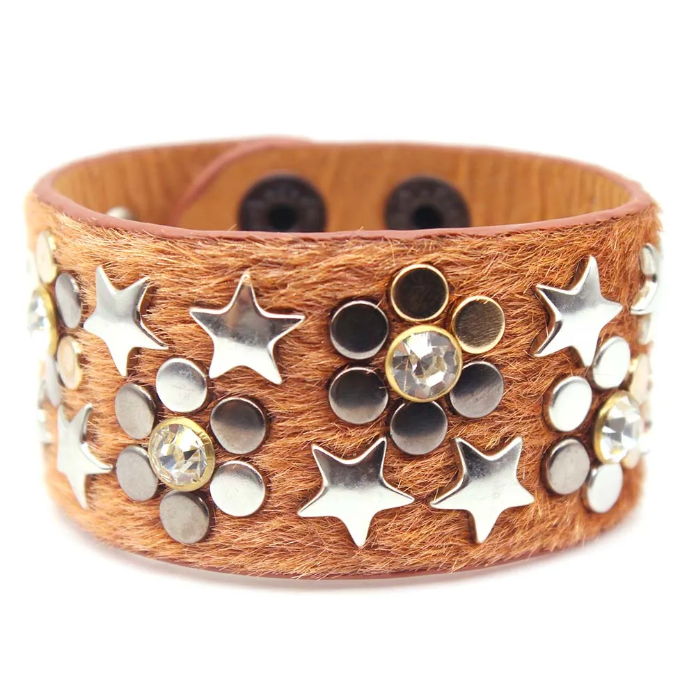 New Unique Design Punk style Fashion Leopard Print Rivet Leather