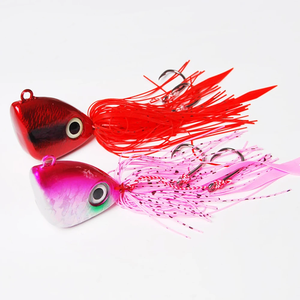  2PCS Fishing Lead head Swim squid Bass Rubber Jig Jigging Spinner bait Lure 150g 250g