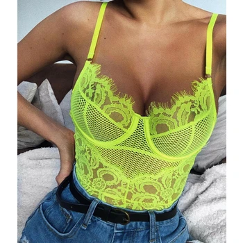 

2019 New Women Summer Sexy Bodysuit Strappy Floral Lace Mesh Sheer Bodysuit Jumpsuit Lady Sexy Leotard Slim Bodysuits Clubwear
