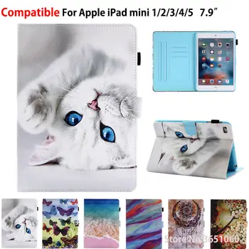 

Cartoon Cat Case For Apple iPad Mini5 2019 Mini 1 2 3 4 5 7.9 inch Smart Cover Funda Tablet Silicone PU Leather Stand Skin Shell