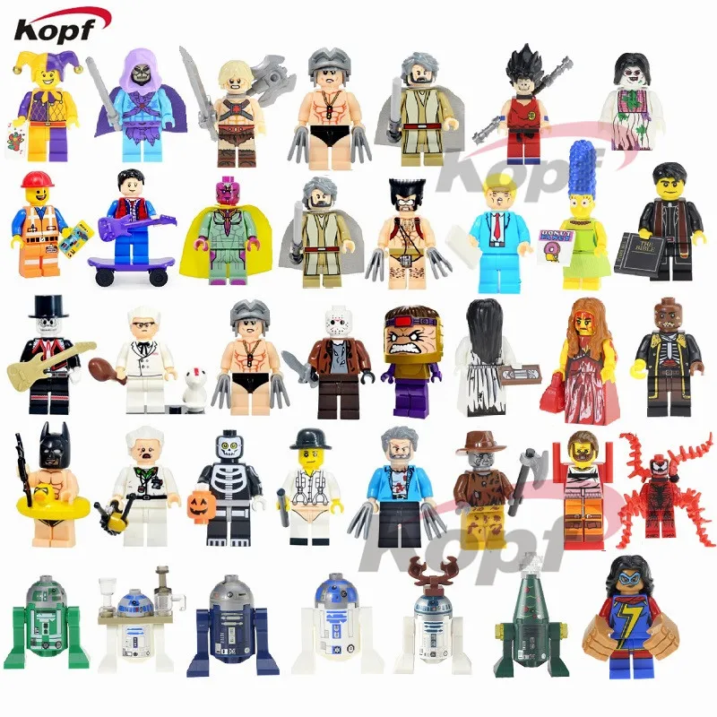 

Super Heroes Wars Joker Luke Skywalker Wolverine Marty McFly Skeletor He-Man He Man Heman Building Blocks Kids Gift Toy