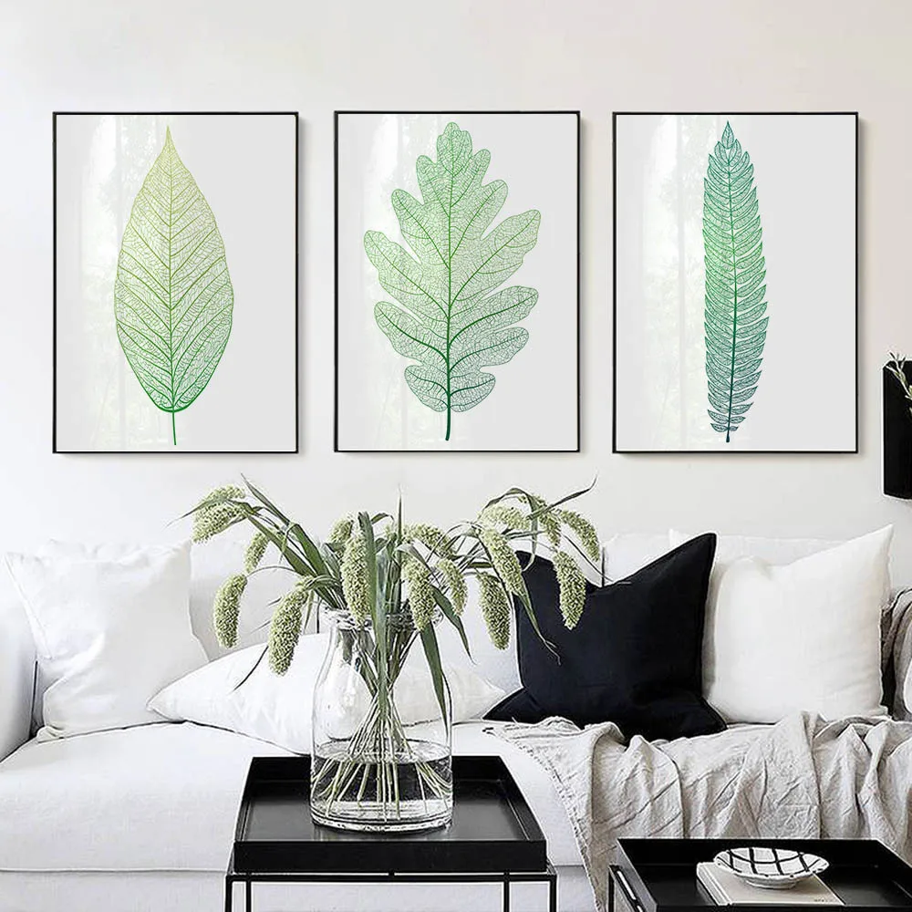 Plant Leaves Abstract Wall Art Canvas Poster and Print Minimalist Painting Decorative Picture for Living Room Nordic Decoration | Дом и сад