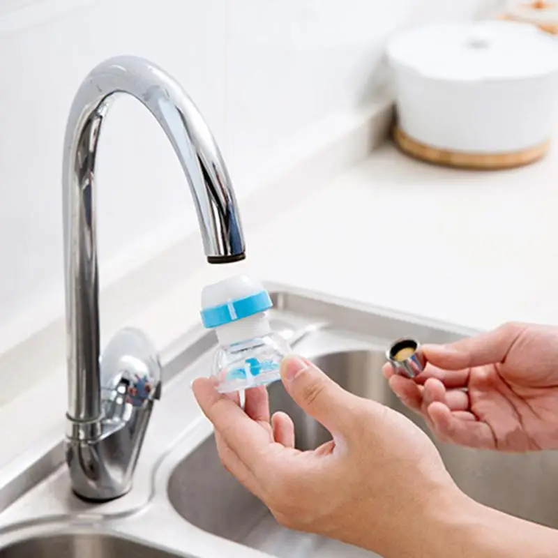 360 Degree Home Rotatable Water Bubbler Swivel Head Water Saving Faucet Aerator Nozzle Tap Adapter Device With Activated Carbon