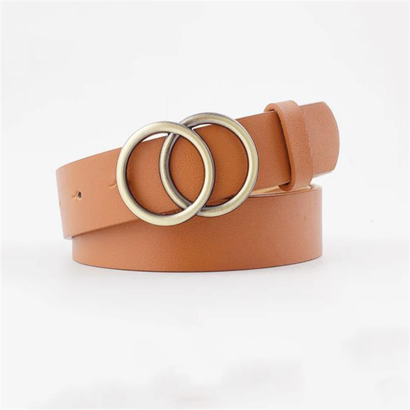 Double Ring Buckle Vintage Ladies Belt Jeans Wild Belts For Women Fashion Students Simple New Circle Pin Buckles Belt